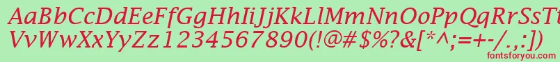 LucidaFaxItalic Font – Red Fonts on Green Background