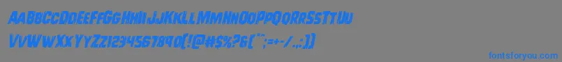 フォントLeatherfaceital – 灰色の背景に青い文字