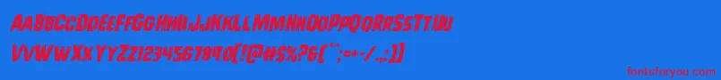 Шрифт Leatherfaceital – красные шрифты на синем фоне