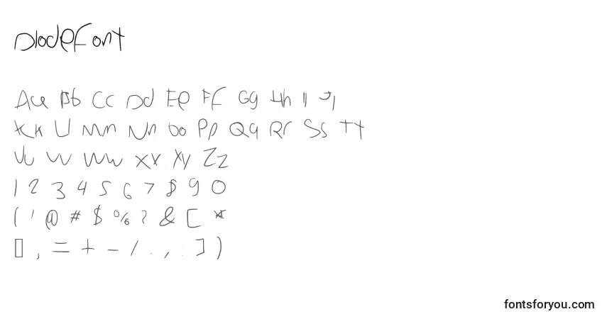 A fonte Diodefont – alfabeto, números, caracteres especiais