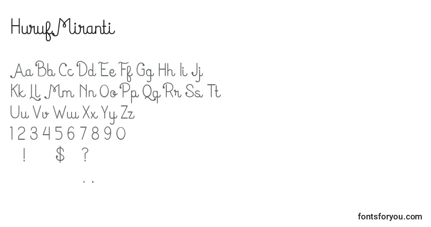 Fuente HurufMiranti - alfabeto, números, caracteres especiales