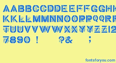 GothicStencilDker font – Blue Fonts On Yellow Background