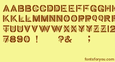 GothicStencilDker font – Brown Fonts On Yellow Background
