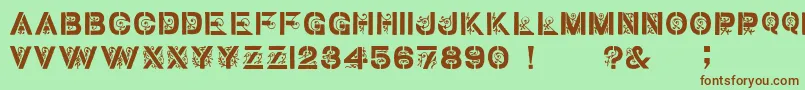 GothicStencilDker Font – Brown Fonts on Green Background