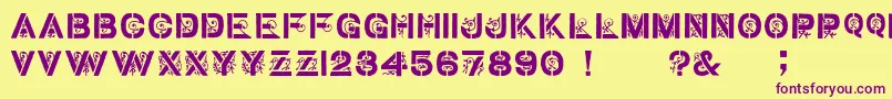 GothicStencilDker Font – Purple Fonts on Yellow Background