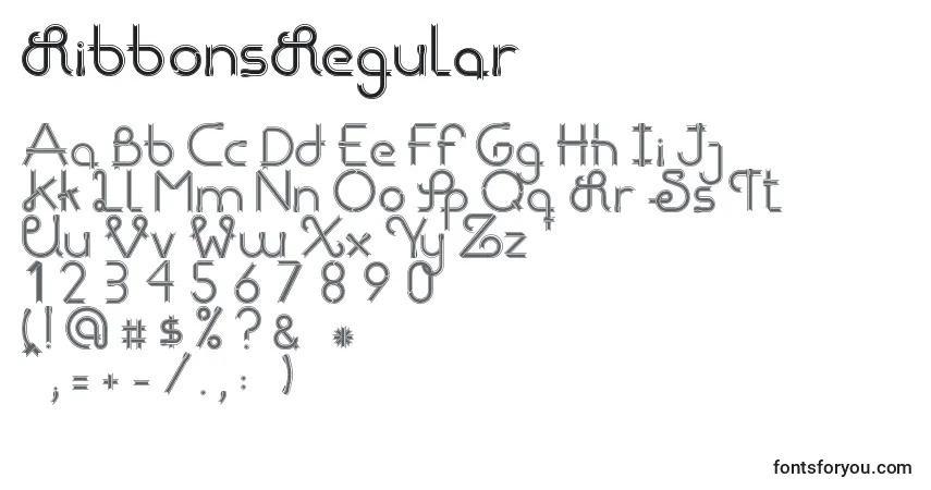 Шрифт RibbonsRegular – алфавит, цифры, специальные символы