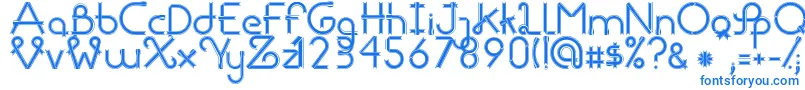 RibbonsRegular-Schriftart – Blaue Schriften auf weißem Hintergrund