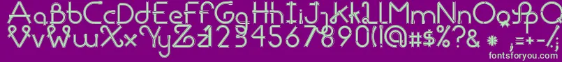 RibbonsRegular-fontti – vihreät fontit violetilla taustalla