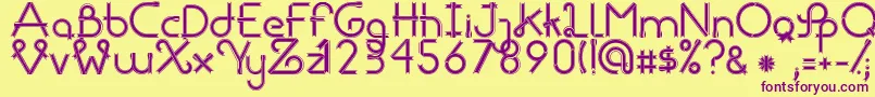 RibbonsRegular-fontti – violetit fontit keltaisella taustalla