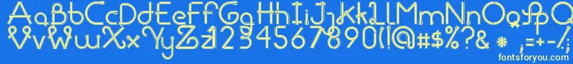 RibbonsRegular-fontti – keltaiset fontit sinisellä taustalla