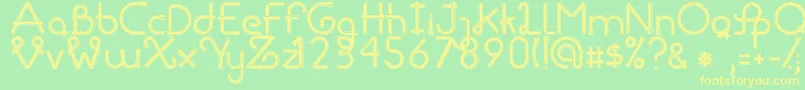 RibbonsRegular Font – Yellow Fonts on Green Background