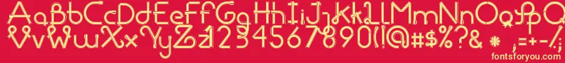 RibbonsRegular-fontti – keltaiset fontit punaisella taustalla