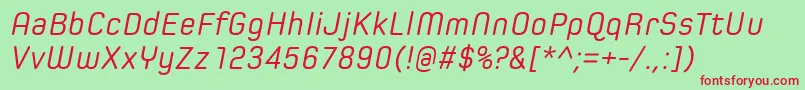 SpoonRegularItalic Font – Red Fonts on Green Background