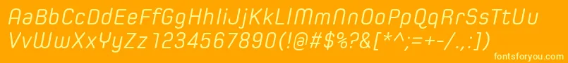 Czcionka SpoonRegularItalic – żółte czcionki na pomarańczowym tle