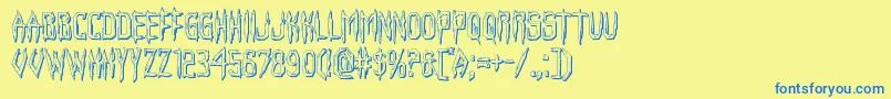 Horroroid3D-Schriftart – Blaue Schriften auf gelbem Hintergrund