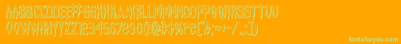 Horroroid3D-Schriftart – Grüne Schriften auf orangefarbenem Hintergrund