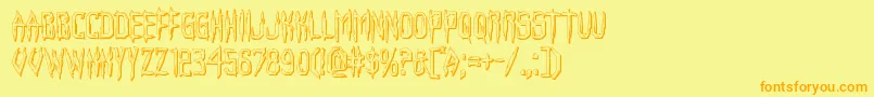 Czcionka Horroroid3D – pomarańczowe czcionki na żółtym tle