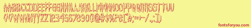 Horroroid3D-Schriftart – Rote Schriften auf gelbem Hintergrund