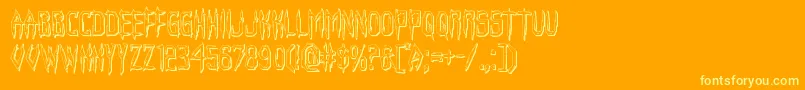 Horroroid3D-Schriftart – Gelbe Schriften auf orangefarbenem Hintergrund