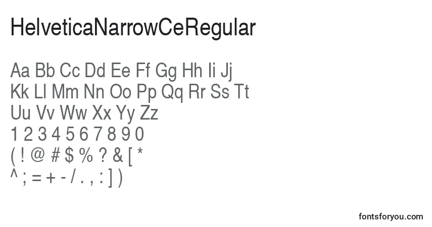 Schriftart HelveticaNarrowCeRegular – Alphabet, Zahlen, spezielle Symbole