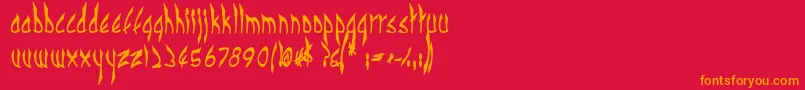 フォントCbenormalB – 赤い背景にオレンジの文字