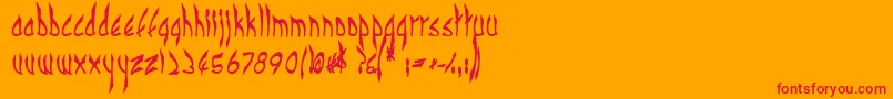 CbenormalB-Schriftart – Rote Schriften auf orangefarbenem Hintergrund