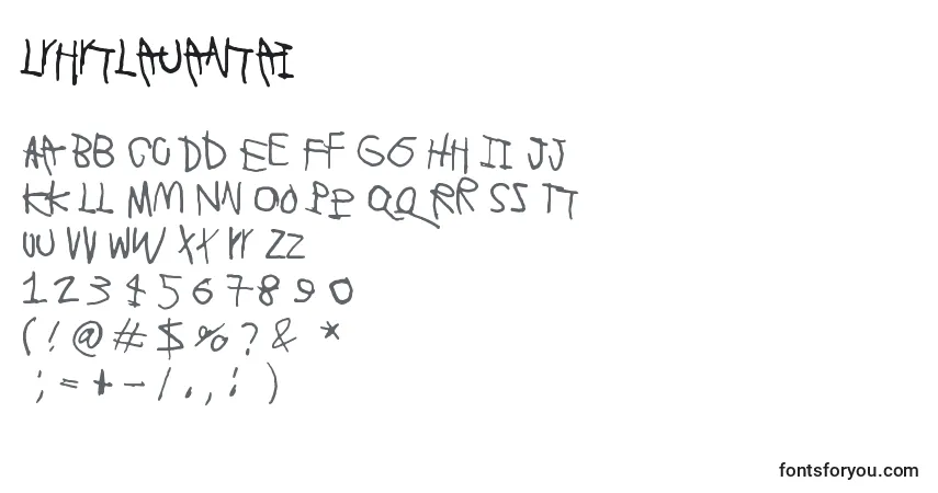 Czcionka LyhytLauantai – alfabet, cyfry, specjalne znaki
