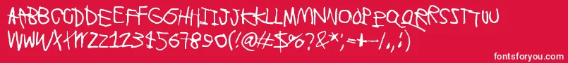 フォントLyhytLauantai – 赤い背景に白い文字
