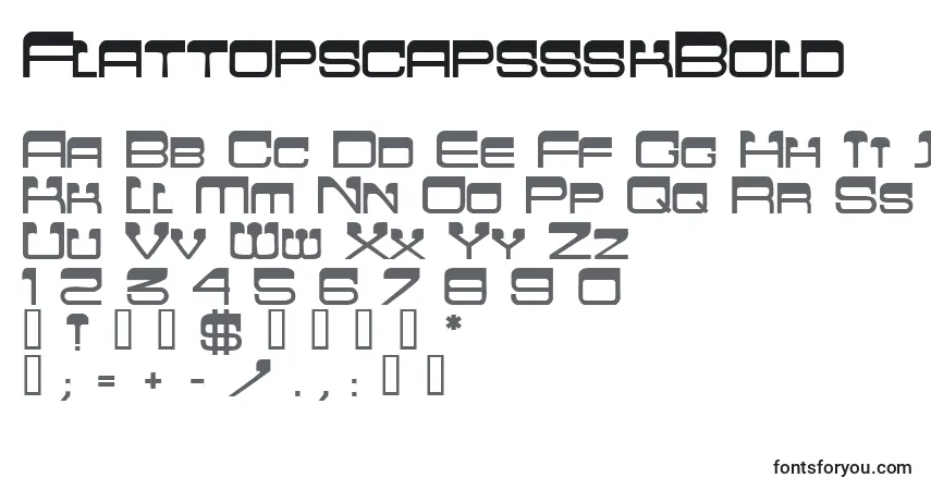 Czcionka FlattopscapssskBold – alfabet, cyfry, specjalne znaki