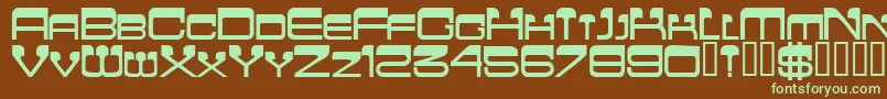 フォントFlattopscapssskBold – 緑色の文字が茶色の背景にあります。