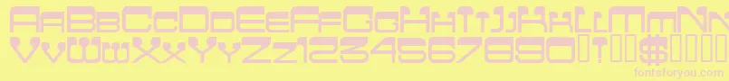 FlattopscapssskBold-fontti – vaaleanpunaiset fontit keltaisella taustalla