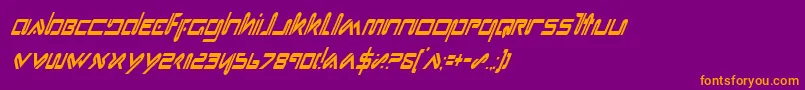 フォントXephyrCondensedItalic – 紫色の背景にオレンジのフォント