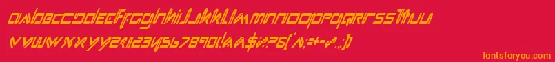 フォントXephyrCondensedItalic – 赤い背景にオレンジの文字