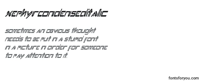 Review of the XephyrCondensedItalic Font
