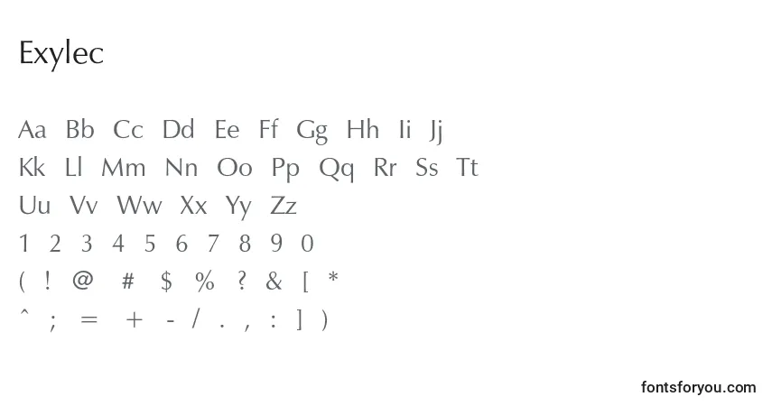 Schriftart Exylec – Alphabet, Zahlen, spezielle Symbole