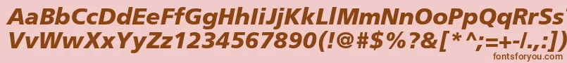 Fonte FrutigerLt76BlackItalic – fontes marrons em um fundo rosa