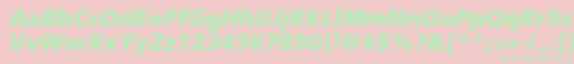 FrutigerLt76BlackItalic-Schriftart – Grüne Schriften auf rosa Hintergrund