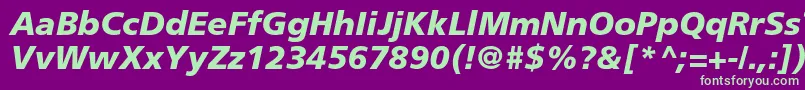 FrutigerLt76BlackItalic Font – Green Fonts on Purple Background
