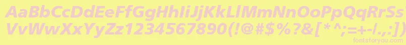 Fonte FrutigerLt76BlackItalic – fontes rosa em um fundo amarelo