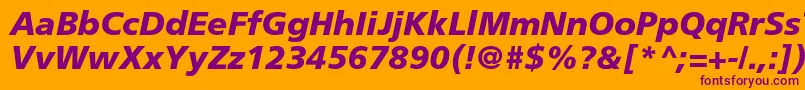 フォントFrutigerLt76BlackItalic – オレンジの背景に紫のフォント