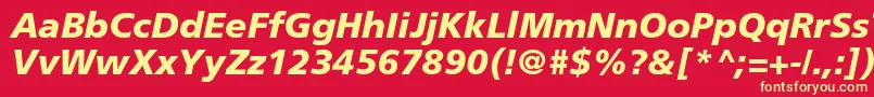 Шрифт FrutigerLt76BlackItalic – жёлтые шрифты на красном фоне