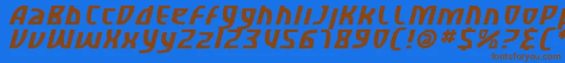 Fonte SfRetroesqueItalic – fontes marrons em um fundo azul