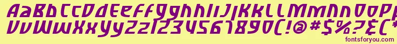 SfRetroesqueItalic Font – Purple Fonts on Yellow Background