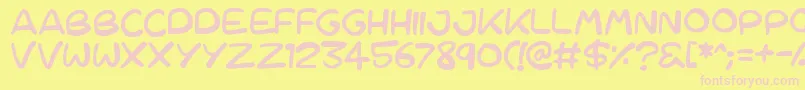 Cartoons123-fontti – vaaleanpunaiset fontit keltaisella taustalla