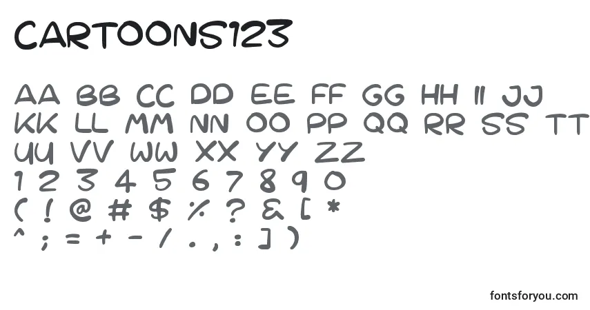 characters of cartoons123 font, letter of cartoons123 font, alphabet of  cartoons123 font