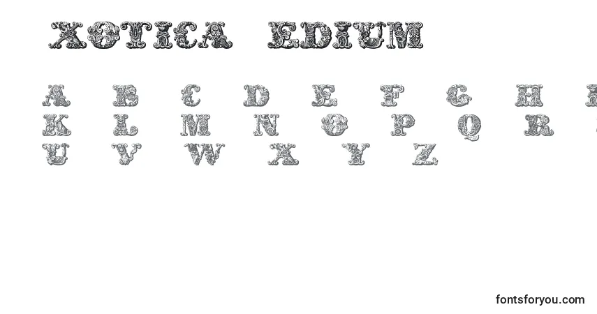 Schriftart ExoticaMedium – Alphabet, Zahlen, spezielle Symbole