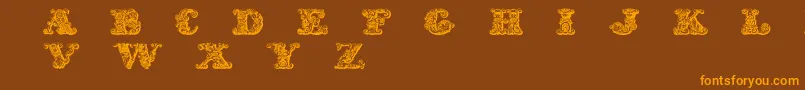 ExoticaMedium-Schriftart – Orangefarbene Schriften auf braunem Hintergrund