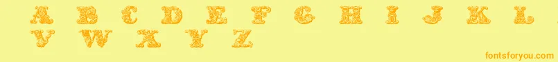 ExoticaMedium-Schriftart – Orangefarbene Schriften auf gelbem Hintergrund