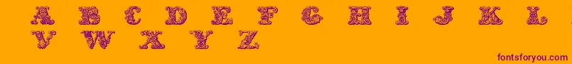 Fonte ExoticaMedium – fontes roxas em um fundo laranja