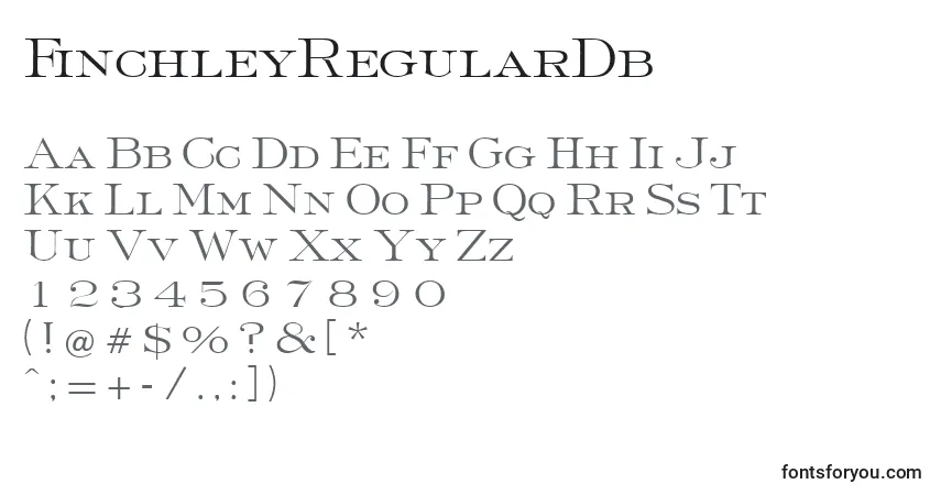 A fonte FinchleyRegularDb – alfabeto, números, caracteres especiais